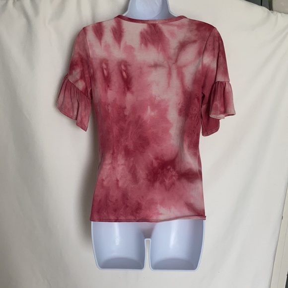Tie Dye Shirt with ruffle sleeves & tie front - Picture 4 of 9